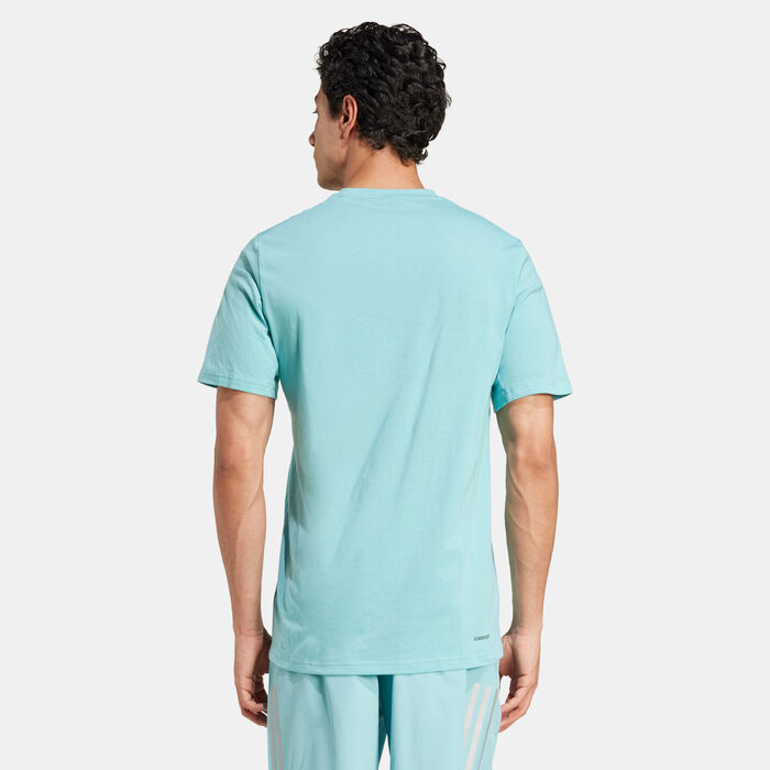 adidas Men's Train Essentials Feelready Logo Training T-Shirt Blue adidas Men's Train Essentials Feelready Logo Training T-Shirt Blue image number 1