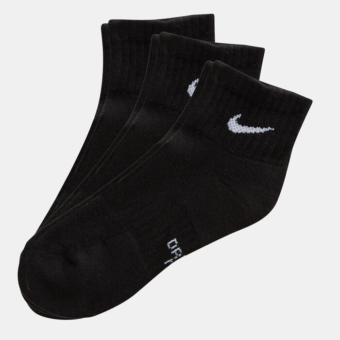 Nike Performance Cushioned Quarter Socks - 3 Pair (Older Kids) Black Nike Performance Cushioned Quarter Socks - 3 Pair (Older Kids) Black image number 0