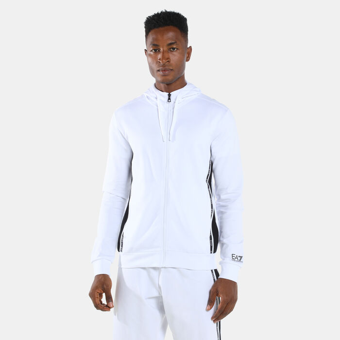 EA7 Emporio Armani Men's Train Logo Series Extended Logo Hoodie White EA7 Emporio Armani Men's Train Logo Series Extended Logo Hoodie White image number 0