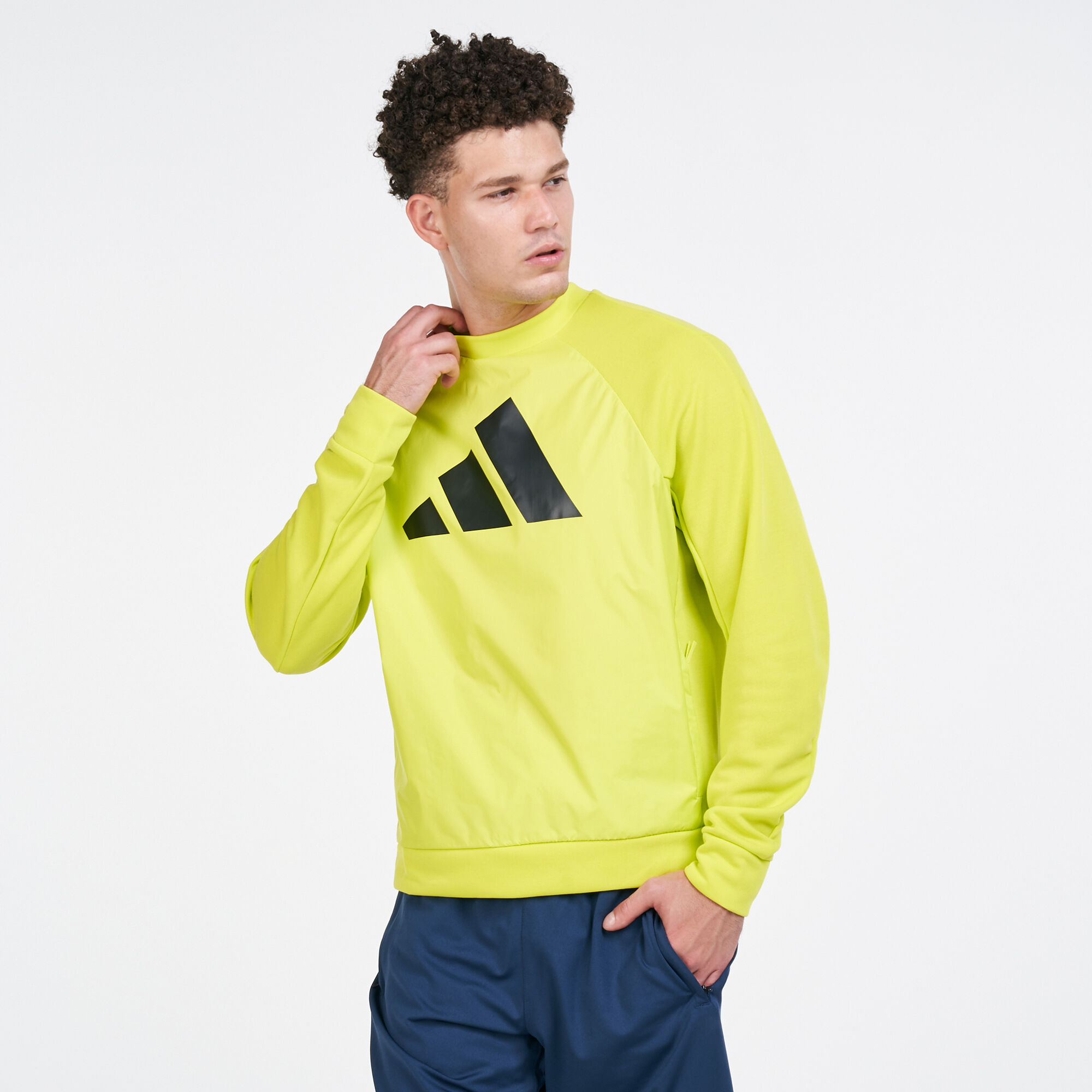 Men s Sportswear Fabric Block Sweatshirt yellow adidas in Qatar SSS