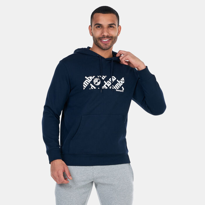 Timberland Men's Linear Logo Print T-Hoodie Blue Timberland Men's Linear Logo Print T-Hoodie Blue image number 0