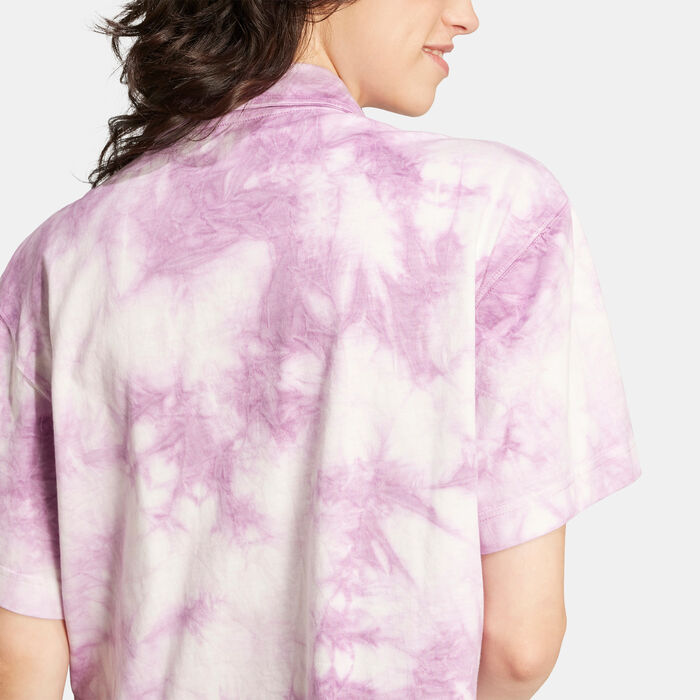 adidas Women's ALL SZN Tie Dye Polo T-Shirt Purple adidas Women's ALL SZN Tie Dye Polo T-Shirt Purple image number 3