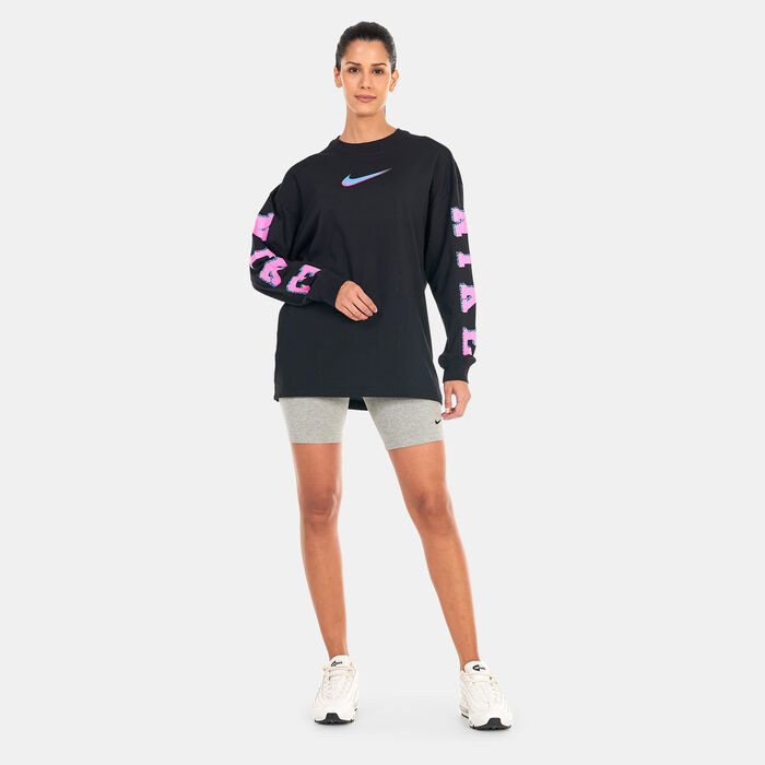 Nike Women's Sportswear Long Sleeves T-Shirt Black Nike Women's Sportswear Long Sleeves T-Shirt Black image number 2