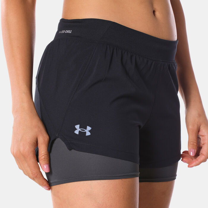 Under Armour Women's IsoChill Run 2-In-1 Shorts Black Under Armour Women's IsoChill Run 2-In-1 Shorts Black image number 3