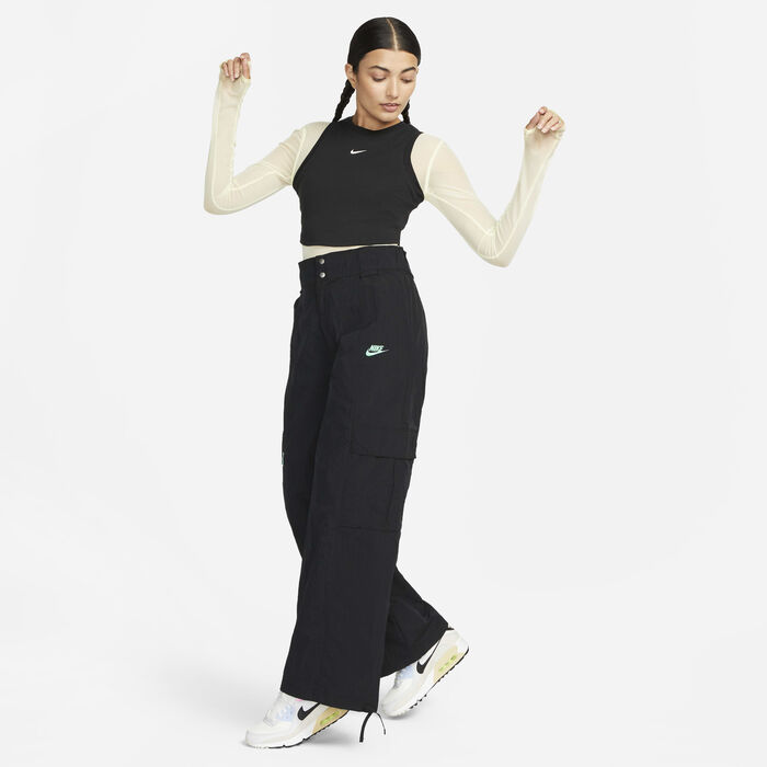 Nike Women's Sportswear Chill Tight Cropped Mini-Rib Tank Top Black Nike Women's Sportswear Chill Tight Cropped Mini-Rib Tank Top Black image number 4