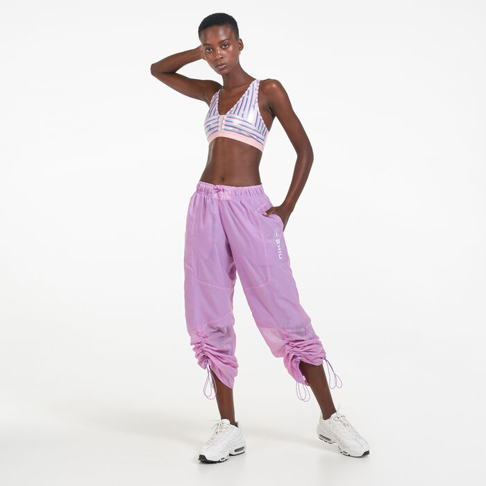 Nike Women's Indy Shimmer Stripe Sports Bra Pink image number 2