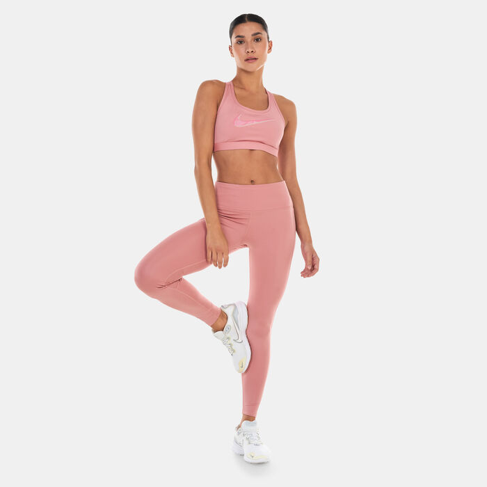 Nike Women's Swoosh Medium-Support Graphic Training Sports Bra Pink Nike Women's Swoosh Medium-Support Graphic Training Sports Bra Pink image number 2
