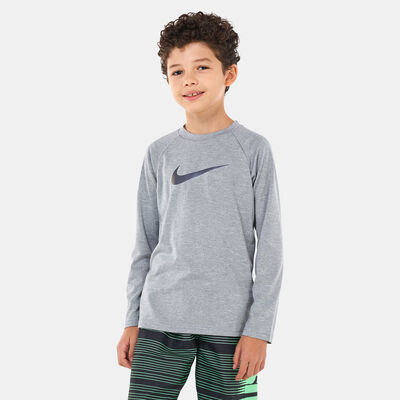 Nike Swim Kids' Heather Hydroguard Swim Top Grey