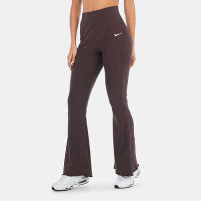 Nike Women's Sportswear High-Waisted Ribbed Jersey Pants Brown Nike Women's Sportswear High-Waisted Ribbed Jersey Pants Brown