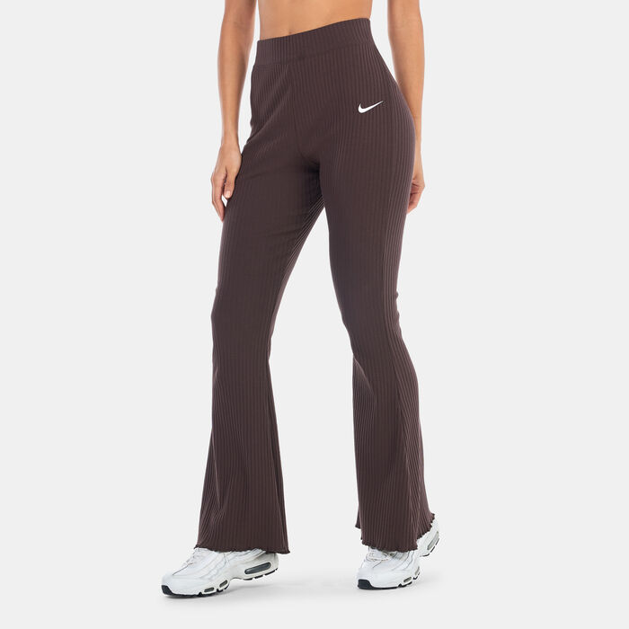 Nike Women's Sportswear High-Waisted Ribbed Jersey Pants Brown Nike Women's Sportswear High-Waisted Ribbed Jersey Pants Brown image number 0