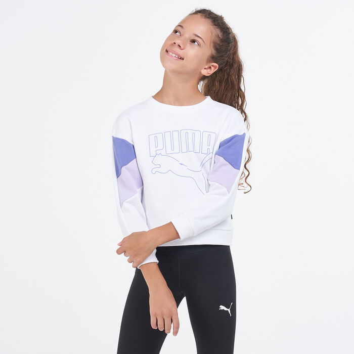 PUMA Kids' Rebel Crew Sweatshirt White PUMA Kids' Rebel Crew Sweatshirt White image number 0