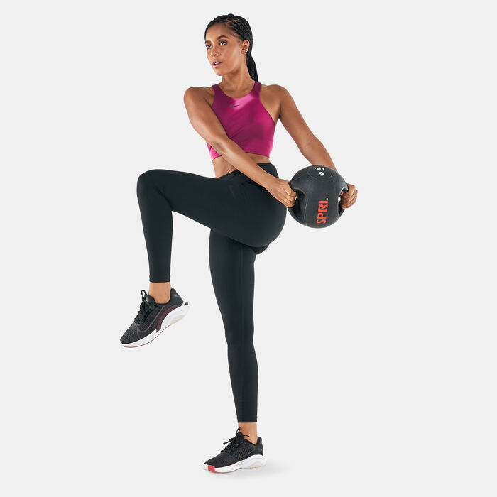 Nike Women's Yoga Dri-FIT Swoosh Allover Print Sports Bra Red Nike Women's Yoga Dri-FIT Swoosh Allover Print Sports Bra Red image number 2