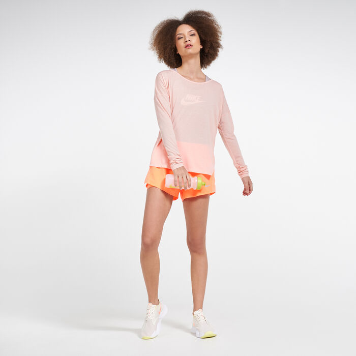 Nike Women's Yoga Layer T-Shirt Orange Nike Women's Yoga Layer T-Shirt Orange image number 2