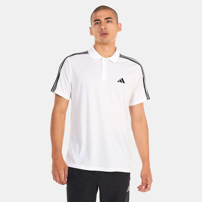 adidas Men's Train Essentials Piqué 3-Stripes Training Polo Shirt White adidas Men's Train Essentials Piqué 3-Stripes Training Polo Shirt White image number 0