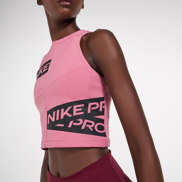Nike Women's Pro PP3 Trompe Crop Tank Top Pink Nike Women's Pro PP3 Trompe Crop Tank Top Pink image number 3