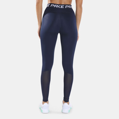 Nike Women's Pro Mid-Rise Mesh-Panelled Leggings Blue