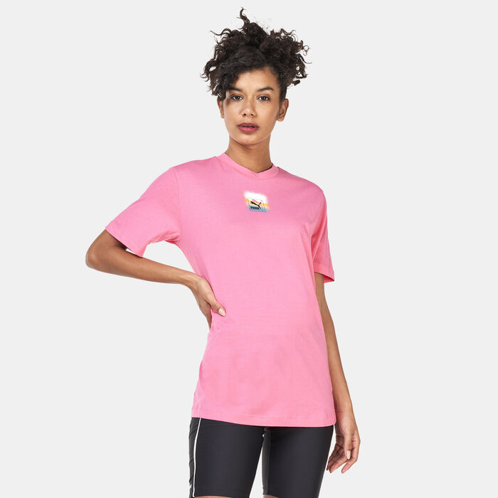 PUMA Women's Brand Love Relaxed T-Shirt Pink PUMA Women's Brand Love Relaxed T-Shirt Pink image number 0