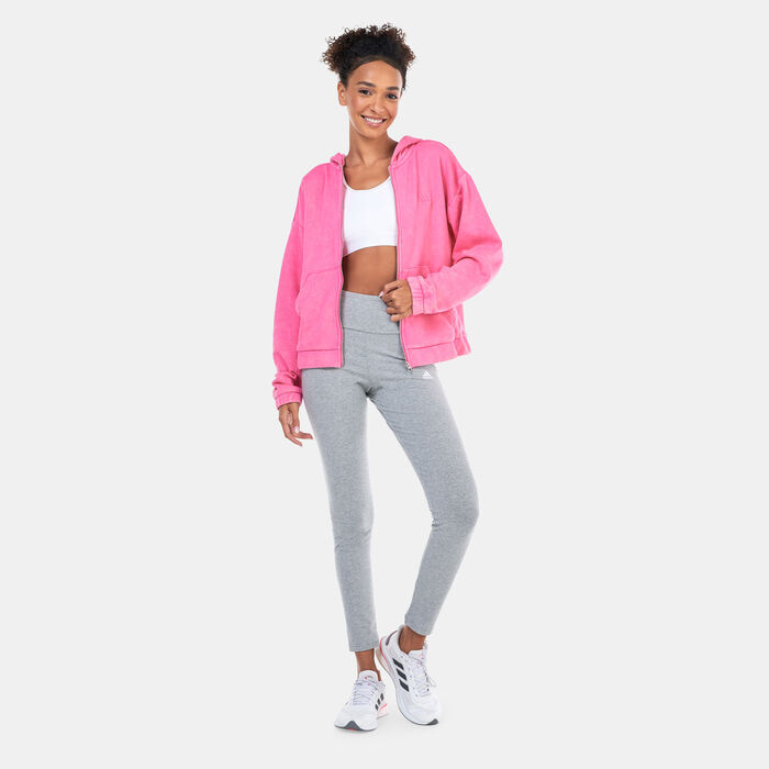 adidas Women's ALL SZN Fleece Hooded Track Jacket Pink adidas Women's ALL SZN Fleece Hooded Track Jacket Pink image number 2