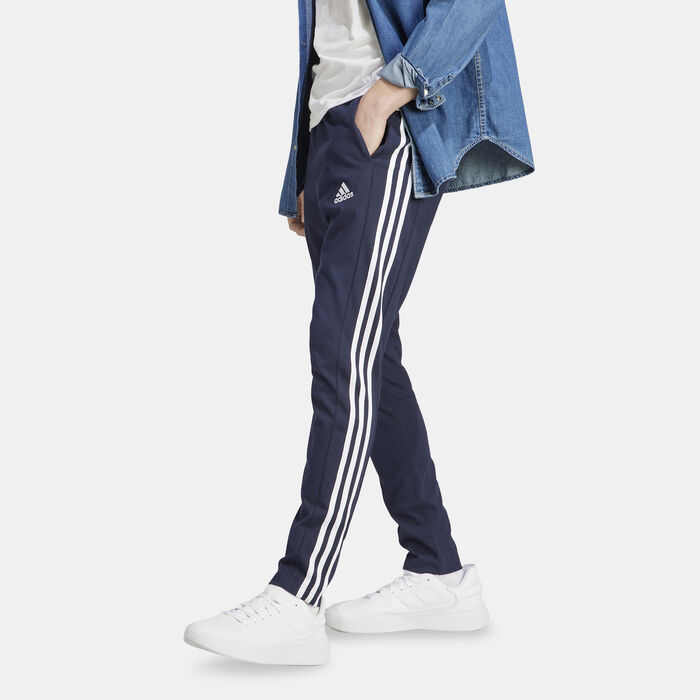 adidas Men's Essentials Single Jersey Tapered 3-Stripes Joggers Blue adidas Men's Essentials Single Jersey Tapered 3-Stripes Joggers Blue image number 0
