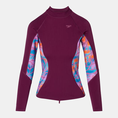 Speedo Women's Printed Long Sleeve Rashguard Purple