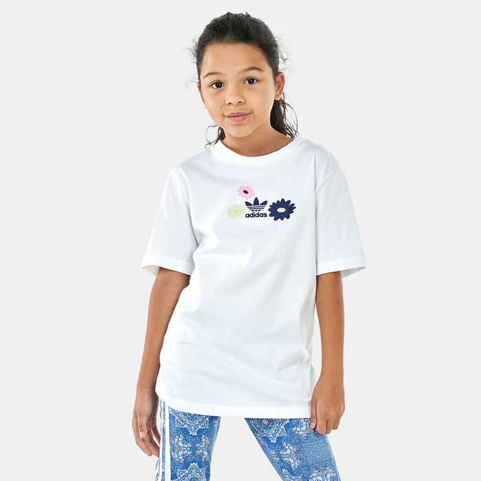 adidas Originals Kids' Flower Print T-Shirt White image number 1
