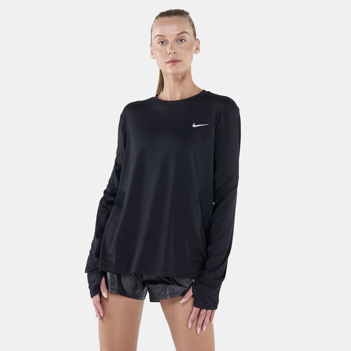 Nike Women's Dri-FIT Element Running Crew T-Shirt (Plus Size) Black Nike Women's Dri-FIT Element Running Crew T-Shirt (Plus Size) Black image number 0