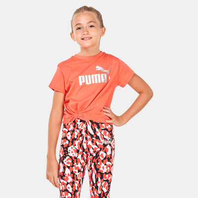 PUMA Kids' ESS+ Logo Knotted T-Shirt Pink