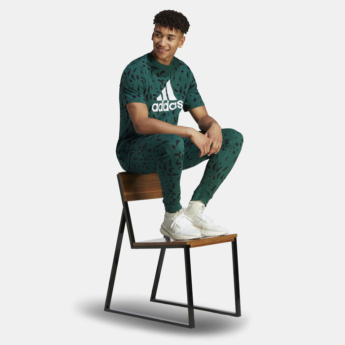 adidas Men's Essentials Allover Print Pants Red adidas Men's Essentials Allover Print Pants Red image number 2