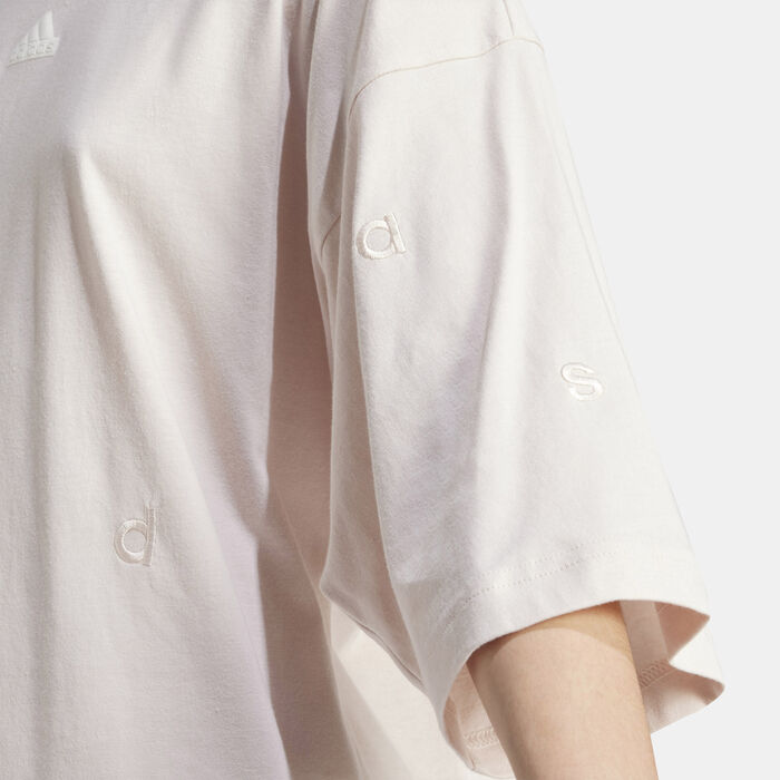 adidas Women's Embroidered T-Shirt Beige image number 3