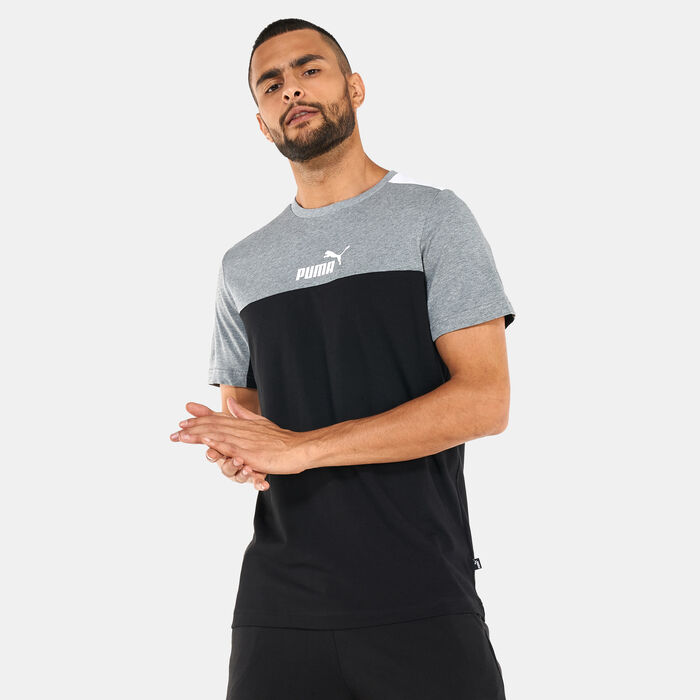 PUMA Men's Essentials+ Colourblock T-Shirt Black PUMA Men's Essentials+ Colourblock T-Shirt Black image number 0