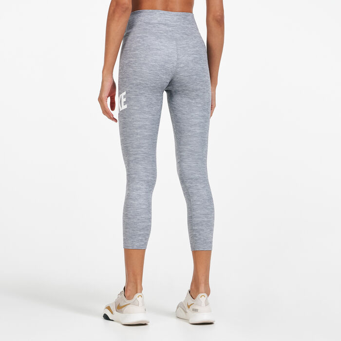 Nike Women's One Cropped Heathered Graphic 7/8 Leggings Grey Nike Women's One Cropped Heathered Graphic 7/8 Leggings Grey image number 1