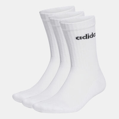 adidas Men's Linear Crew Cushioned Socks (3 Pack) White