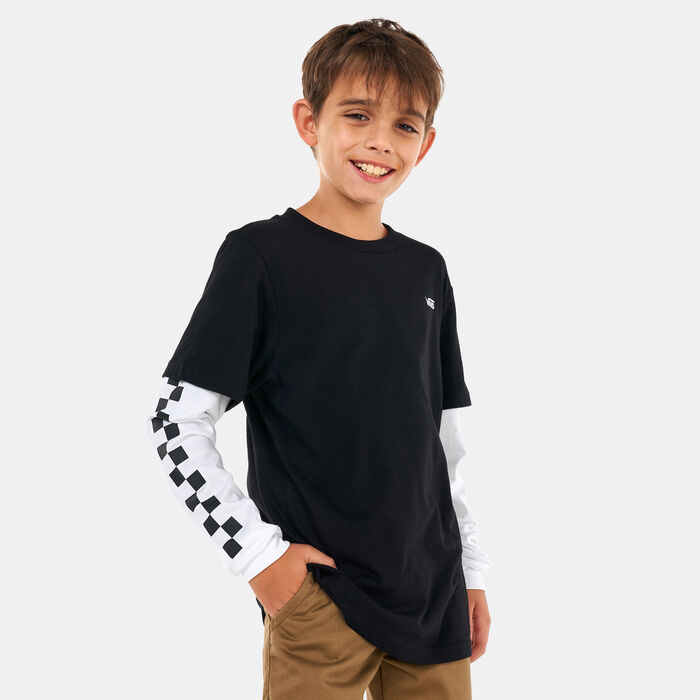 Vans Kids' Long Check Twofer T-Shirt (Older Kids) Black image number 0