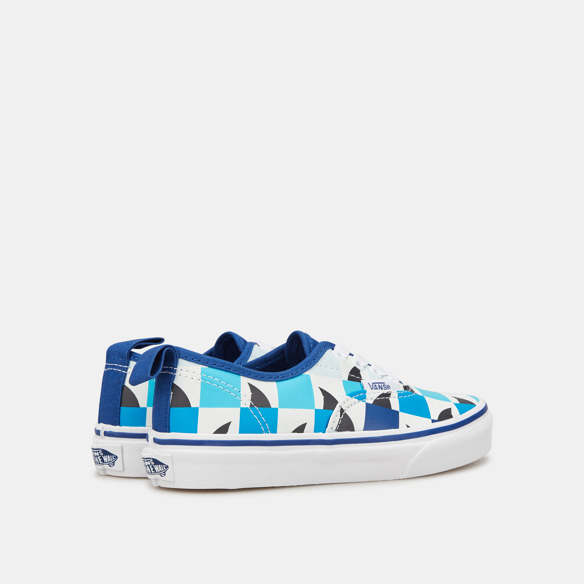 Kids Glow Checkerboard Sharks Authentic Elastic Lace Unisex Shoe Blue Vans in Qatar SSS