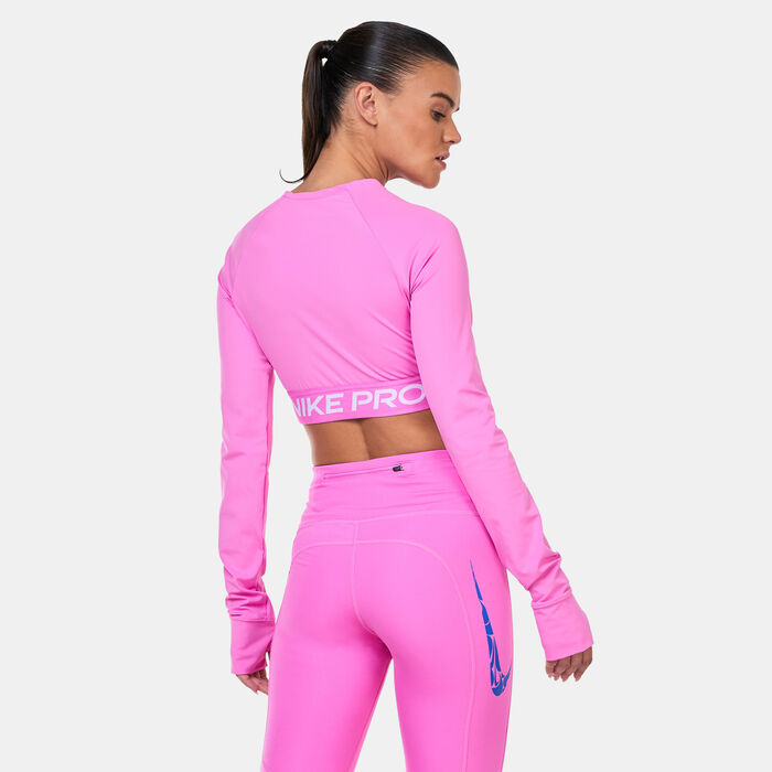 Nike Women's Pro Dri-FIT Crop Top Pink image number 1