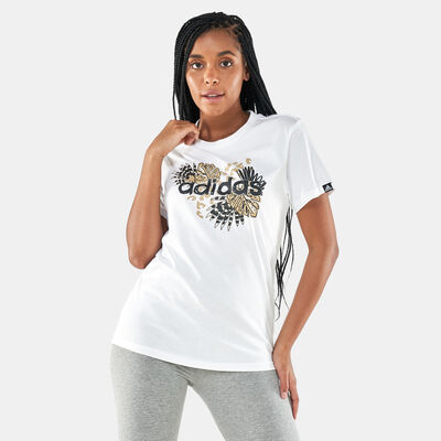 adidas Women's Farm Print Graphic T-Shirt White