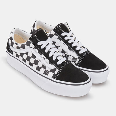 Vans Women's Checkerboard Old Skool Platform Shoe Black