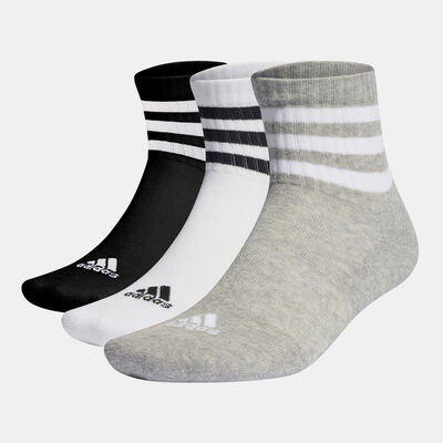 adidas Men’s 3-Stripes Cushioned Sportswear Mid-Cut Socks (3 Pack) Multi