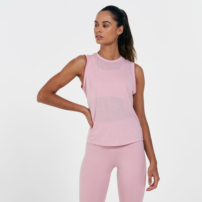 Nike Women's Yoga Crochet Tank Top Pink Nike Women's Yoga Crochet Tank Top Pink image number 0