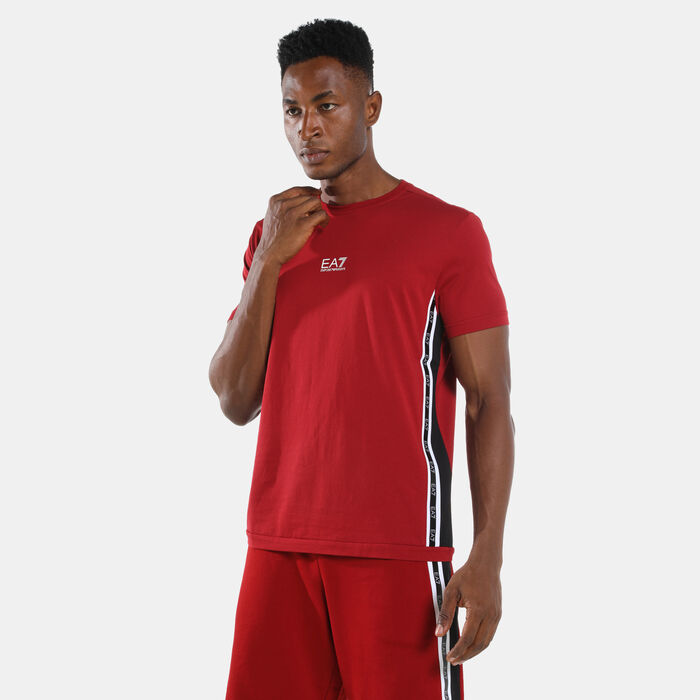 EA7 Emporio Armani Men's Train Logo Series Side Tape T-Shirt Red EA7 Emporio Armani Men's Train Logo Series Side Tape T-Shirt Red image number 0