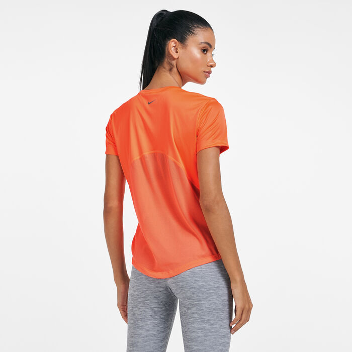 Nike Women's Miler Running T-Shirt Orange Nike Women's Miler Running T-Shirt Orange image number 1