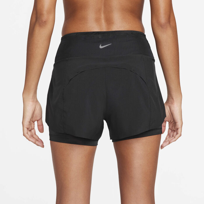 Nike Women's Dri-FIT Swift Mid-Rise 2-in-1 Running Shorts Black image number 2