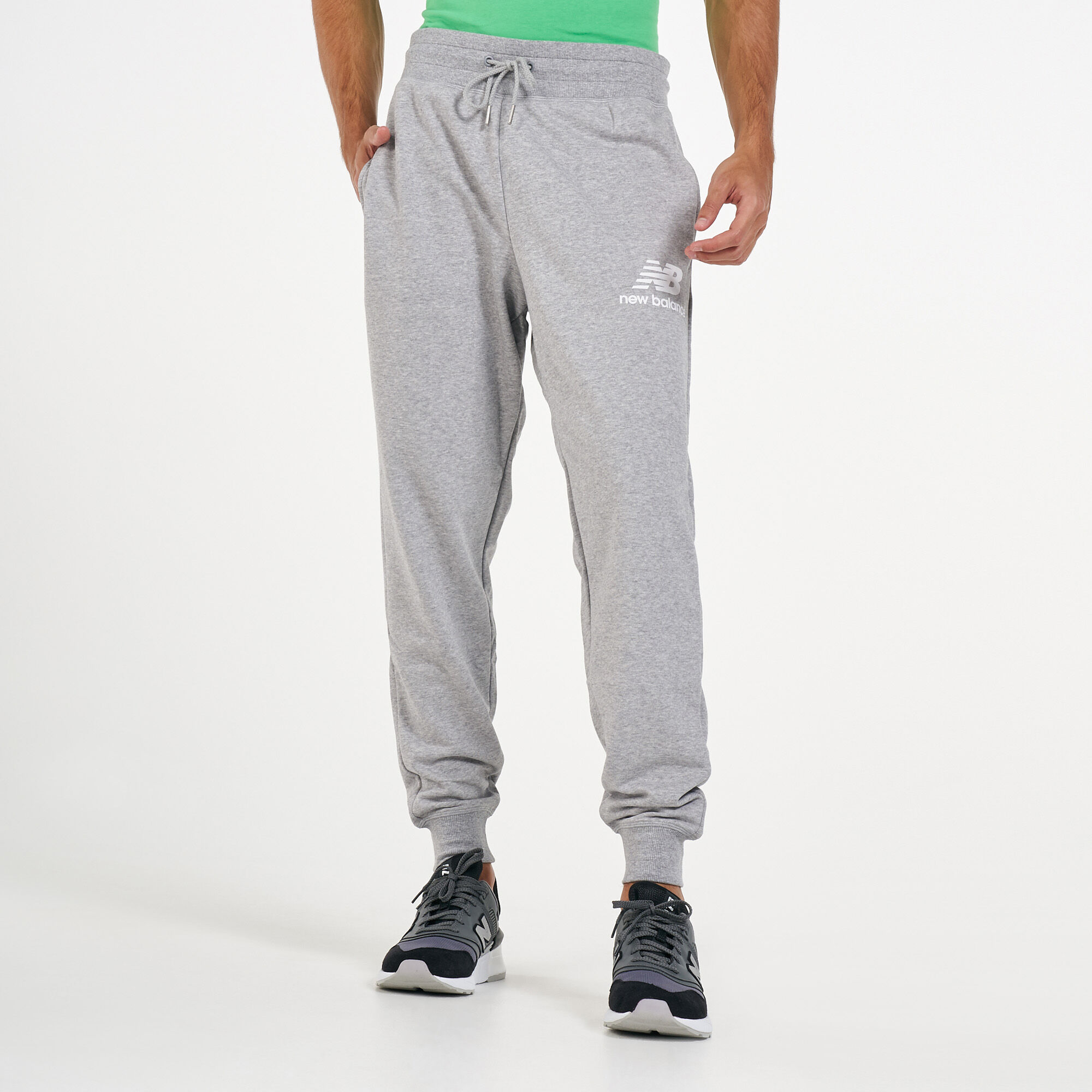 Buy New Balance Men s Essentials Stacked Logo Sweatpants Grey in Qatar SSS