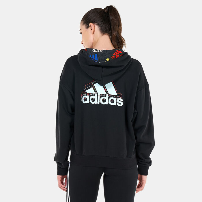 adidas Women's Essentials Logo Full-Zip Hoodie Black image number 1