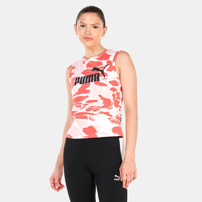 PUMA Women's Summer Splash Allover Print Tank Top Pink PUMA Women's Summer Splash Allover Print Tank Top Pink