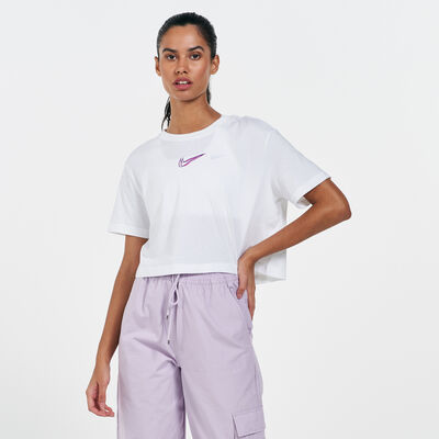 Nike Women's Sportswear Cropped Dance T-Shirt White Nike Women's Sportswear Cropped Dance T-Shirt White