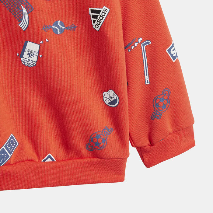 adidas Kids' Brand Love Sweatshirt And Sweatpants Set Red image number 2