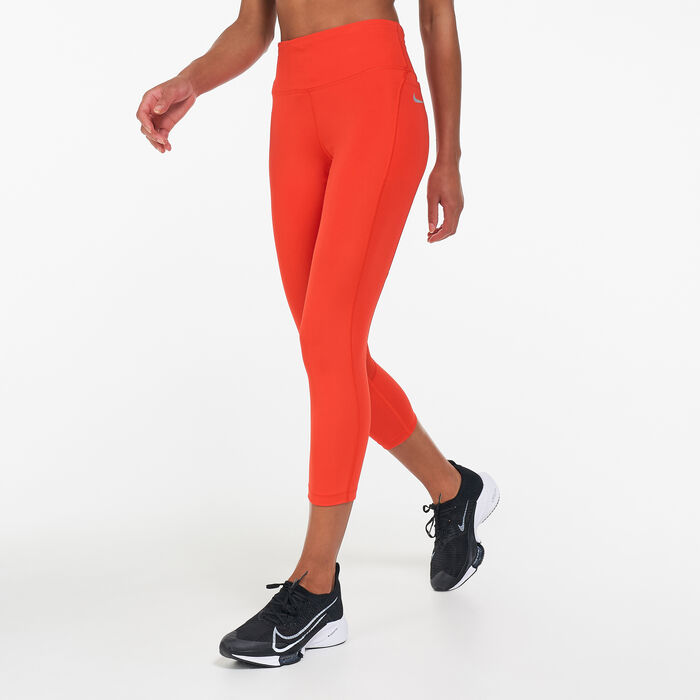 Nike Women's Fast Mid-Rise Crop Running Leggings Red image number 0