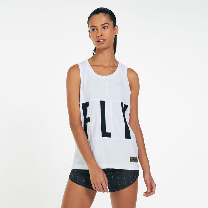 Nike Women's Dri-FIT Swoosh Fly Tank Top White Nike Women's Dri-FIT Swoosh Fly Tank Top White image number 0