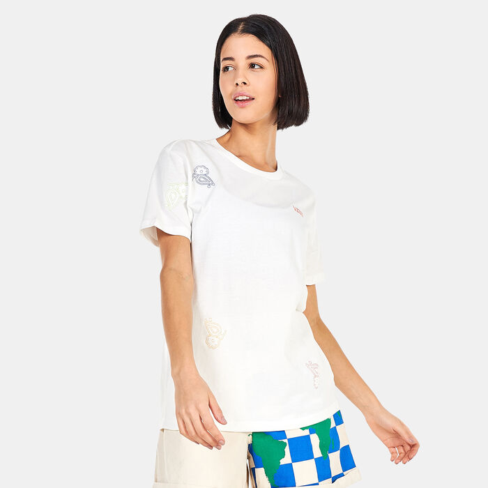 Vans Women's Anaheim Paisley Check T-Shirt White image number 0